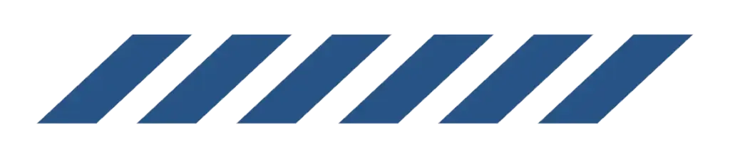 A horizontal sequence of seven parallel, slanted navy blue bars on a plain white background.